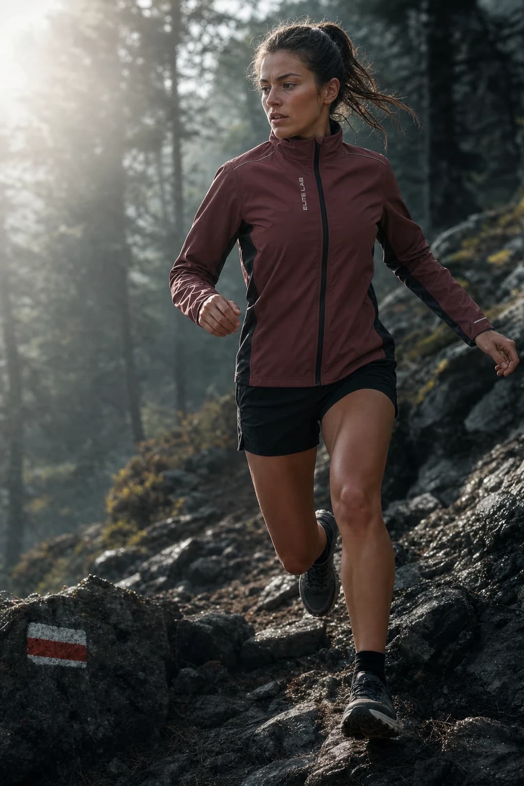 Veste imperméable femme Elite Lab Shell X1 en situation