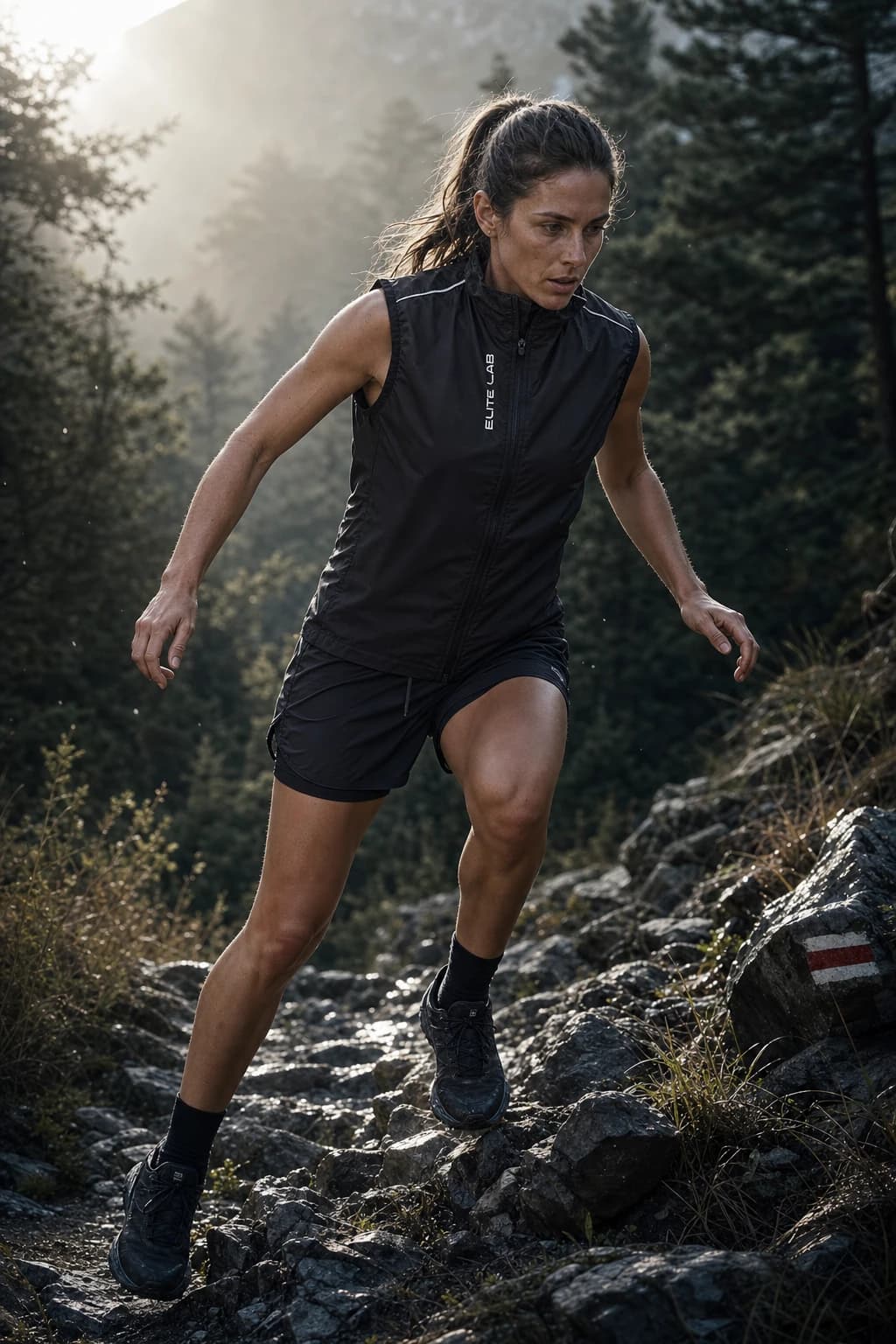 Veste imperméable sans manches femme Elite Lab Shell X1 en situation